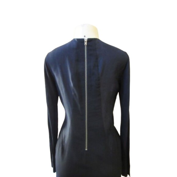 Helmut Lang Size 4 Black Angora Blend Draped Neckline Long Sleeve Dress - Picture 8 of 9